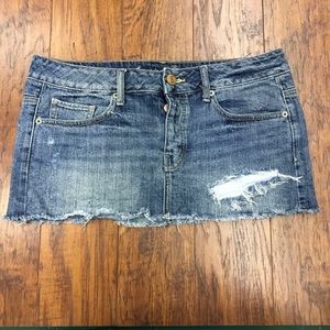 American Eagle Denim Distressed Mini Skirt Sz 8